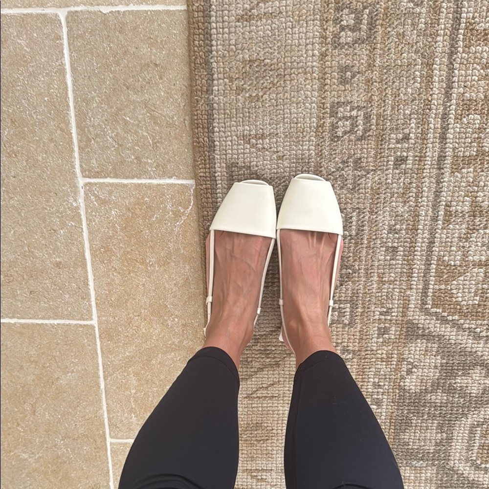 Tory Burch Pietra Patent Leather Slingback Flats in Porcelain White